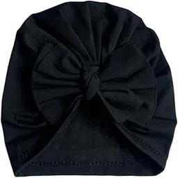 THE LITTLE LOOKERS Unisex Soft Hosiery Turban Bow Knot Cap, Baby Headwear | Suitable for 3 to 18 Months Baby (Black)-picture-17