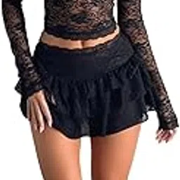 2 Pieces Mini Skirt Set for Women Elegant Lace Strapless Crop Tube Top Bodycon Skirts Y2K Matching Sets-image-32