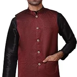 jompers Woven Design Nehru Jacket for Men-picture-42
