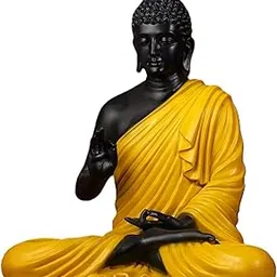 Fibreglass 2 Feet Buddha Statue for Home Decor Big Size Idols Living Room Door Entrance Decoration Items Decorative Showpiece, Decor Items for Home and Office, 2Ft Buddha (2 Feet Black& Yellow)-picture-27