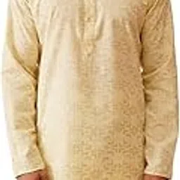 sojanya (Since 1958 Men's Cotton Gold Embroidered Long Kurta-picture-34