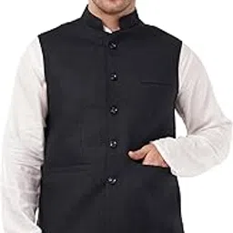 malik's kurta king Men’s Linen Cotton Blend Nehru Jacket | Ethnic Waistcoat for Wedding, Festive & Formal Wear | Sleeveless Bandhgala Modi Jacket | Available in Multiple Colours-picture-13