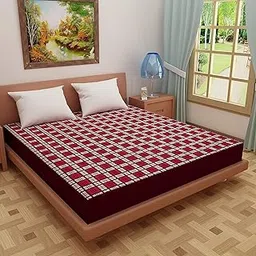 Lithara Water Proof Terry Cloth Printed Mattress Protector 72x66 Inch for Queen Size Bed | Water Resistant Fitted Mattress Cover (Maroon_Pack of 1) image 1