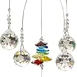 GA Glass Crystal Car Hanging Sun Catcher Beautiful Super Sparkling K9 Crystal Sun Catcher hangings (5gola, Multi)-image-2