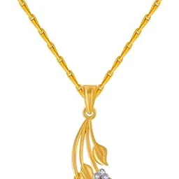 p.c. chandra jewellers 14k (585) Yellow Gold and American Diamond Pendant for Women-picture-16