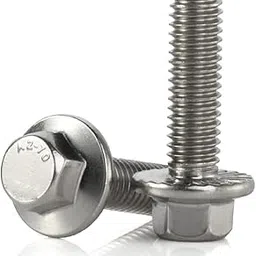 M6-1.0 x 16mm Flanged Hex Head Bolts Flange Hexagon Screws, Stainless Steel 18-8 (304), Plain Finish, 25 PCS-image-88