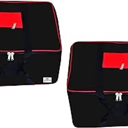Wini krafts Nylon Large Size Underbed Storage Bag (54 x 46 x 28 cm) - Rectangular Red Black Pack of (1, Red Black) (Black, 2)-image-52