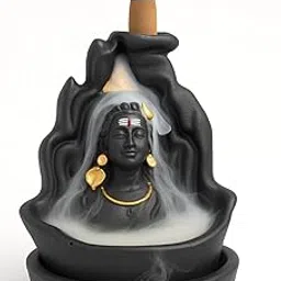 Shiva Backflow Incense Holder with Smoke Effect, Black and Gold Decorative Statue-picture-23
