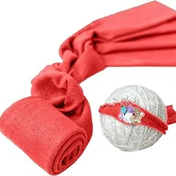 BabyMoon New Born Baby Wraps with Hairband Photography Photoshoot Props Costume Swaddle - Peach-picture-14
