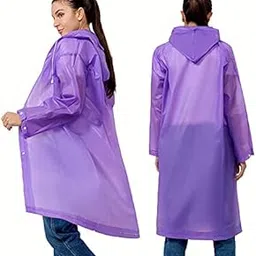 Fashionio� Men & Women EVA Waterproof Transparent Rain Coat Hooded Outdoor Water Resistant Portable Raincoat Suit for Unisex EVA Rain Coat (Free Size)-picture-21