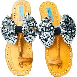 pehnawacraft Snow White Bow Kolhapuri, Womens Kolhapuri-picture-24