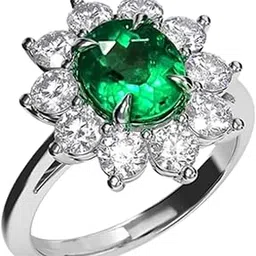 zarkan 925 Hallmark, Certified and Authentic Silver Green Flower Solitaire American Diamond Ring | Rhodium Plated |WithAuthentic Certificate [Adjustable /1 Qty]-picture-17