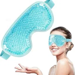 Reversible Gel Eye Mask with Cooling Beads, Adjustable Strap, 20.5 cm x 10 cm, Turquoise-picture-49