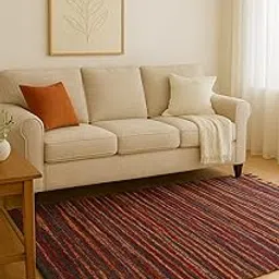 AKHNAZ Cotton Carpets for Living Room 4x6 Feet | Cotton Rugs for Living Room 4x6 Feet | Floor Carpet for Living Room Carpet for Bedroom | Dari for Floor Carpets for Living Room (Modern Rug 1)-image-25
