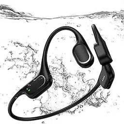 Bone Conduction Swimming Headphones Underwater, Waterproof Earbuds, Bluetooth Open Ear Swim Headphones with Built-in 32G Memory Card Sport Earbuds for Swimming-image-79