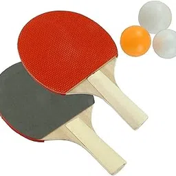 N M Z Wood Table Tennis Improves Coordination Racquet Set pet of 2 Racket, pet of 3 Ball Olympic Sport, Multicolor, 1Pcs-image-34