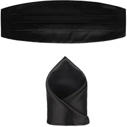 linly Men's Satin Cummerbund with Pocket Square Set – Adjustable Formal Tuxedo Accessory for Wedding, Party, Black Tie Events-picture-49