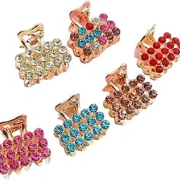 dazz look Metallic Multicolor stone studded Hair Ponytail Barrette Clutcher Alligator Buckle/Clip for Women and Girls, pack of 6 - |Hair_Clutcher(20)_D3_P6|-picture-27
