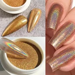 D.B.Z. ® Holographic Laser Powder Holo Golden for Nails Mirror Chameleon Effect Multi Chrome Manicure Pigment Glitter Salon Home Nail Art DIY-picture-13