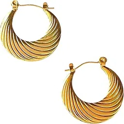 jewilley Stylish Gold Plated Stainless Steel Waterproof Anti-Tarnish Hoop Earrings for Women and Girls | Hoops Gift for Women & Girls-picture-31