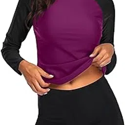 Women Rash Guard Long Sleeve Swimsuits UV UPF 50+ Swim Shirt Bathing Suit with Boyshort Bottom, Dark Purple, Medium-image-35
