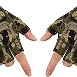 Kandid Bike Motorcycle Army Print Motorbike Half Racing Gloves (Medium, Green, Set of 2)-picture-30