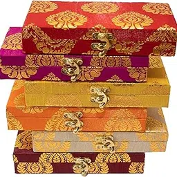 JAIPUR ACE Printed Decorative Shagun Paan Cash Money Wooden Box Wedding Gift Jewellery Wrap Assorted Set Multicolored Gaddi Box Pack of 5-picture-27