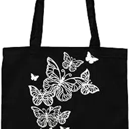 ecoek Canvas Tote Bag for Women with Zipper & Pocket(Pack of 1) | Stylish Cotton Handbags for girls for College | Aesthetic Tote Bag for Office, Shopping, Travel, Beach & Daily use-picture-46
