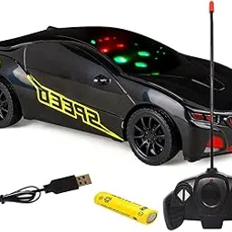 CADDLE & TOES Remote Control Chargeable 3D Famous Car with Flashing Light, Radio Control Race car for Kids for 3-12 Year Old Boy Birthday Remote Control Car Rechargeable (Speed Black)-image-72