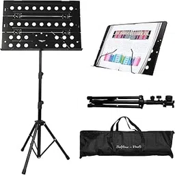 Softline Pro Foldable Music Stand Sheet, Portable Professional Notation Stand with Carry Bag, Tabletop Music Book Stand for Guitar, Ukulele, Violin Players, SP22 image 1