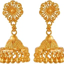 p.c. chandra jewellers Women 22K(916) Yellow Gold Jhumka Style Earrings With A Flower Detail-picture-31