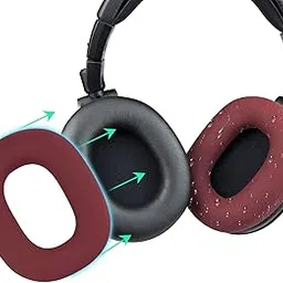 SOULWIT Silicone Earpads Cover for Audio Technica ATH M50X M50XBT M50RD M40X M30X M20X MSR7 SX1 Monitor Headphones, Protective, Sweatproof, Washable, Durable Ear Pads Cushion Protector - Burgundy-picture-31