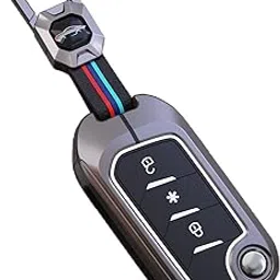 Stylenflaunt Luxury Waterproof Soft Silicon Car Key Shell With Keychain & Full Protection 3 Button Metal Smart Car Key Cover For Thar, Xuv700, Scorpio-N 2023, Bolero - Multicolor-picture-31