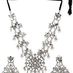 shining diva fashion Latest Stylish Traditional Oxidised Silver Necklace Jewellery Set for Women (13111s)-picture-20