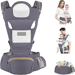 KRLZ Newborn Baby Carrier with Hip Seat Ergonomic Infant Carrier Adjustable Multifunctional Front and Back Carry for Childs Toddler 3 Months to 3 Years (7-45lbs)-picture-57