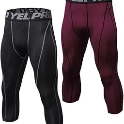 homgeel Men’s Leggings Fitness Pants 2 Pairs Pack Quick Dry Workout Sports Tight Trousers Base Layer Basketball Training-picture-37