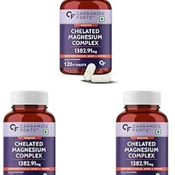 Carbamide Forte Chelated Magnesium Glycinate Citrate Supplement 1382.91mg Per Serving - 120 Veg Tablets (Pack of 3)-image-64