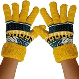 v4u Girl's Beautiful Winter Knitted Hand Gloves (Yellow, Free Size)-picture-46