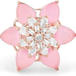 zaveri pearls Pink Dazzling Cubic Zirconia Party Bling Statement Brass Adjustable Finger Ring For Women-ZPFK16109-picture-11