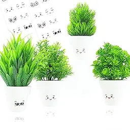 Lilpots Artificial Plants for Home Decor - Office Decoration Mini Fake Plants in 2 Inch Plastic Pots with Customizable Stickers, Perfect for Living Room, Study Aesthetic, Showpiece Gift (Set of 4)-picture-14