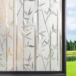 COLORMATE Premium Privacy Window Film - Frosted Self Adhesive Glass Sticker for Small Windows, Partitions, Doors, Bathroom, Home, Office - Bamboo Design-picture-13