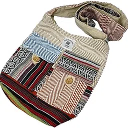 Patchwork Crossbody Bag, Multi-Coloured Chevron Pattern, Traditional Woven Design-picture-23
