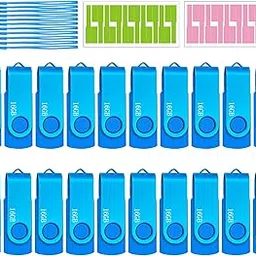 Nicepicten 16GB FAT32 USB Flash Drives 20 Pack 16 GB USB 2.0 Thumb Drive Memorias Zip Drive USB Memory Stick Pendrive Jump Drive Multipack for Data Backup, Blue 20Pack 16GB-picture-49