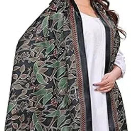 Cotton Silk Dupatta with Bird and Floral Print, Tassel Border-picture-22