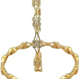 the pink lotus Elegant Gold Plated Bangles set for Women studded with Austrian Cz | Anti Tarnish & Skin Friendly | Everyday Wear Bangle-picture-53