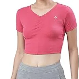 lovable sport Lovable Women's Cotton Blended Short Sleeves Skin Fit V Neck Crop Top-Stunner Tank-02-picture-13