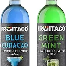 Fruitaco Blue Curacao Liquid Syrup And Green Mint - Mocktail Syrup, Cocktail Mix, Cocktail Mojito Syrup - Perfect For Mocktails & Cocktails, Mint Syrup Flavor (Pack Of 2)-image-0