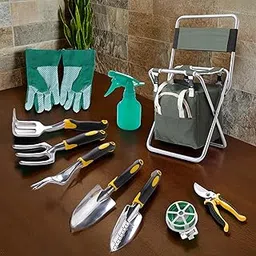 The Better Home Gardening Tools Set/Large Shovel,Small Shovel,3 claws,Trident, Root Remover, Pruning Shears, Gloves, Wire, Spray Pot, Bag,Chair/Farming Tools/Gardening Items/Agriculture Tools/ (11 Pc)-picture-32
