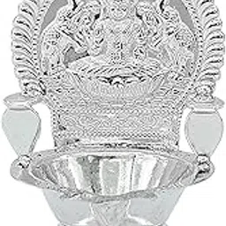 MAA SILVER Pure Silver Traditional Kamakshi Deepa Laxmi Diya Kamatchi Velli Vilakku BIS Hallmarked Perfect for Gifting Home Office Temple Puja Use (925 Purity)(20 Grams Silver)-picture-25