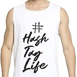 blacksmith Hashtag Life Printed Sleeeveless Sando Tank top Gym & Street wear for Men (White)-picture-19